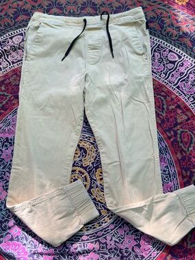Hollister Men’s Skinny Jogger Pants Size M Beige Khaki Advanced Stretch Casual